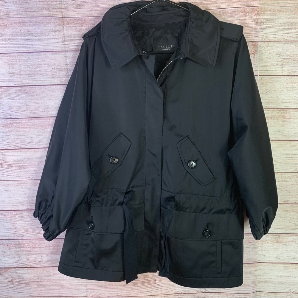 Talbots Black‎ Oversized Utility Rain Jacket Med